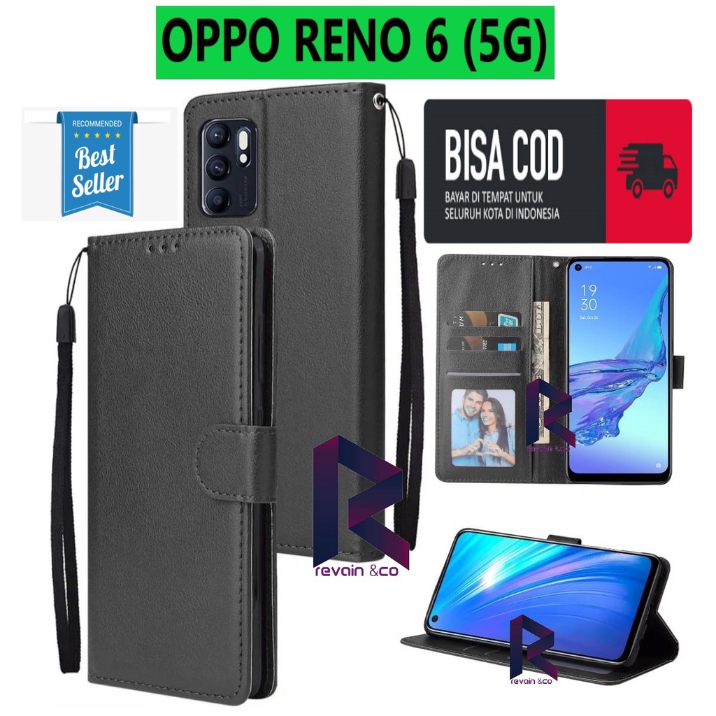 CASING NEW OPPO RENO 6 5G FLIP WALLET LEATHER KULIT PREMIUM SARUNG BUKA TUTUP FLIP CASE OPPO RENO 6 5G