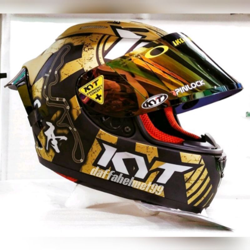 HELM KYT RC SEVEN  SERI 17 BLAK DOF/GOLD  dan MOTIP LAIN PAKET GANTENG-8