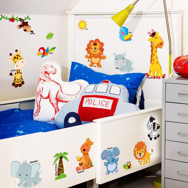 Reliza Wall Sticker Zoo Nursary Animal Anak Hewan Stiker Dinding LDR0383