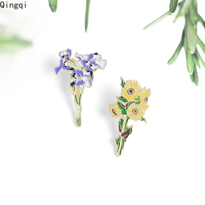 Bros Pin Enamel Bentuk Bunga Matahari Iris Untuk Hadiah