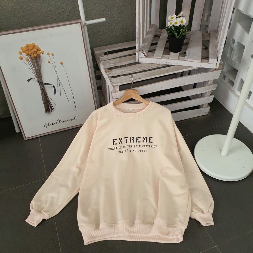 SWEATER WANITA EXTREME XXL SWEATER CEWEK TERBARU CREWNECK CASUAL OOTD OBLONG SWEATSHIRT MURAH KEKINIAN TRENDY UNISEX COUPLE PASANGAN PEREMPUAN BAHAN KATUN FELEECE BAHAN TEBAL HALUS