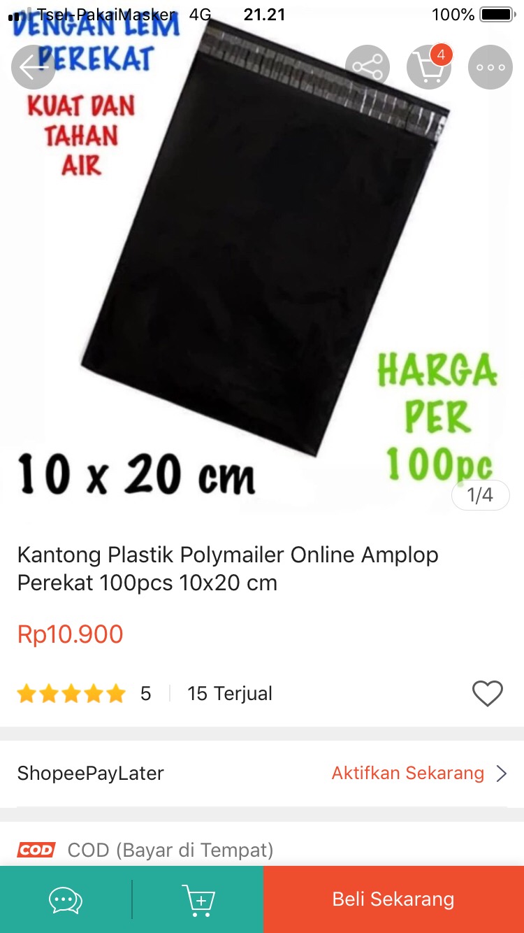 Kantong Plastik Packing Olshop 10x20 Cm Polymailer 100pcs