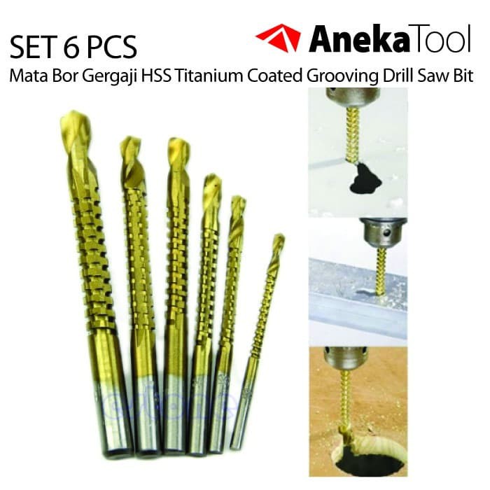 AnekaTool Mata Bor Gergaji HSS Titanium Coated Grooving Drill Set