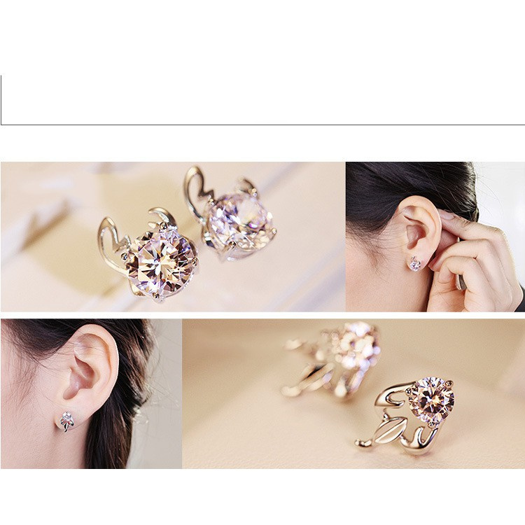 925 Perak Lucu Anting-Anting Anting-Anting Perempuan Ganda Belas Rasi Fashion Retro Ornamen