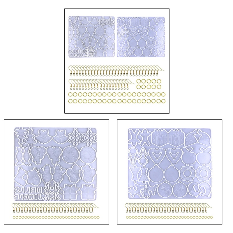 Siy Cetakan Resin Bahan Silikon Desain Natal Dengan Kait Split Ring Untuk Liontin Anting