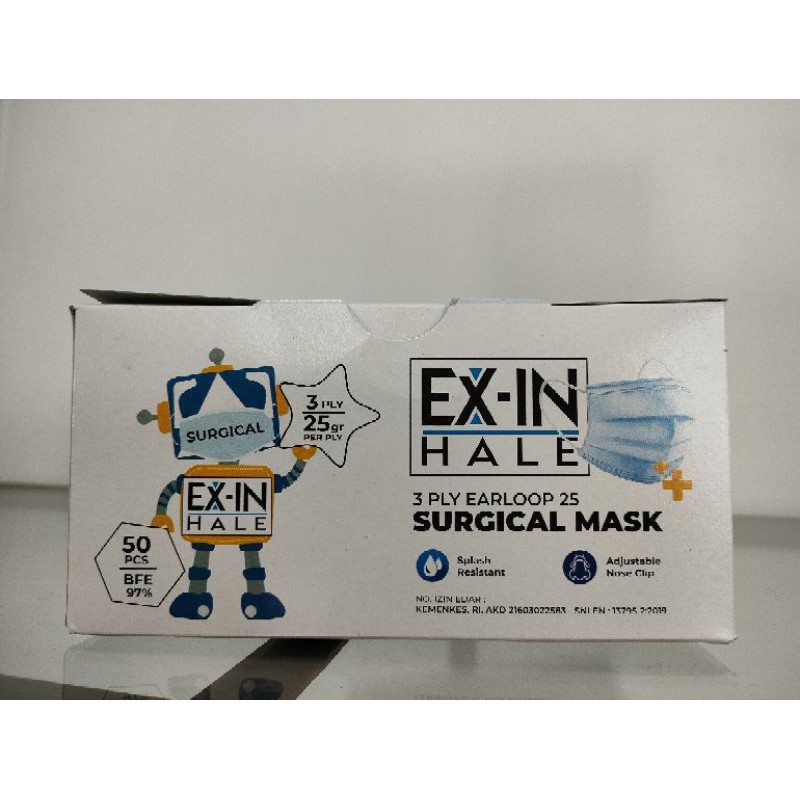 EX IN HALE MASKER 3PLY #SURGICAL MASK #  ISI 50 PC