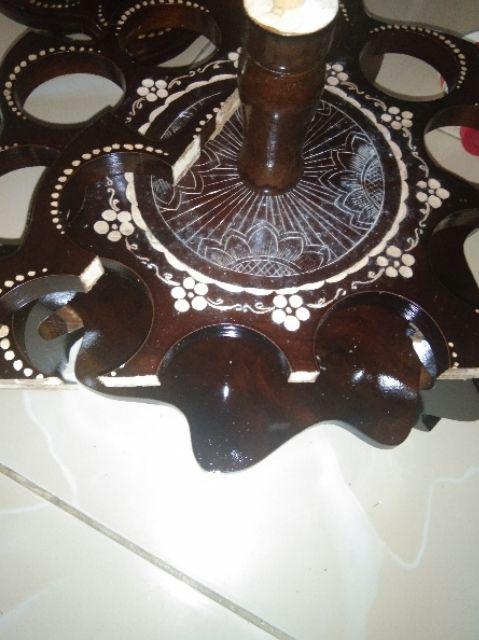 Termurah!!! Tempat Saji Aqua Bentuk Teratai 3 Susun Bahan Kayu Jati