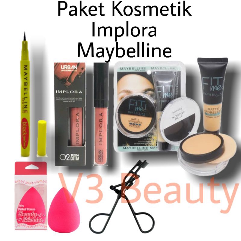 Paket Kosmetik Maybelline Fit Me 2 In 1 Mika Lengkap Murah Super Set - 5 In 1 - Paket Makeup Implora