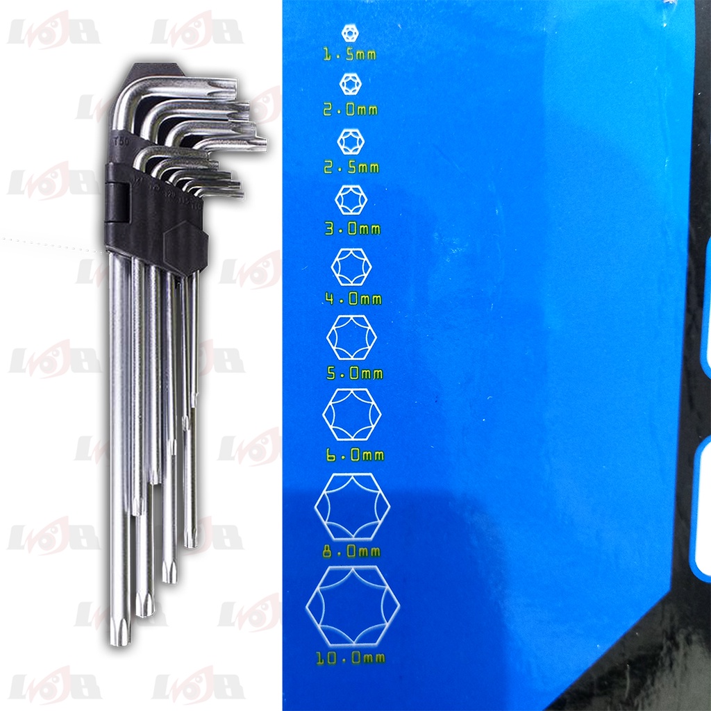 Kunci L Bintang Panjang 9pc Long Star Hex Key Set Montir Mekanik Motor