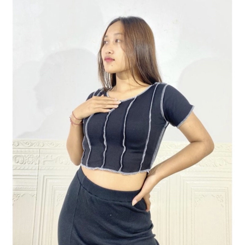 Crop Top Rib Obras Tulang