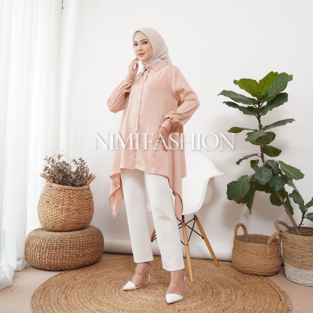 Nimi Kemeja Wanita Oversize Bella Double Button Shirt