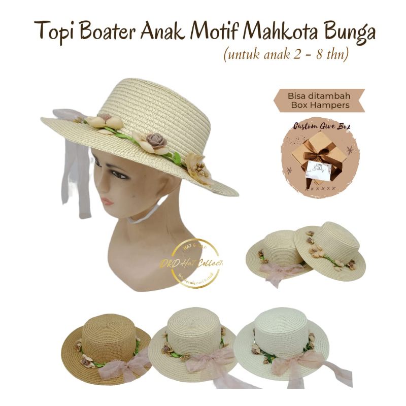Topi Boater Anak Mahkota Bunga