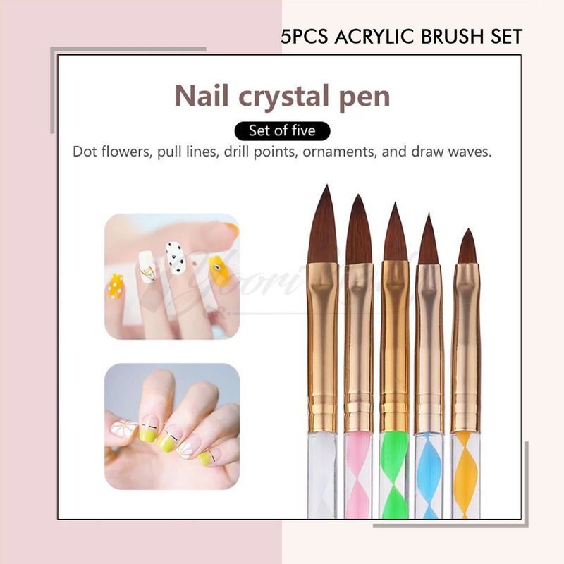 5pcs acrylic brush set nail art akrilik kuas nails 3D 4D acrylic system