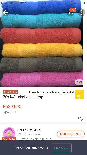 Handuk Mandi Mutia Hotel 70x140 Tebal Dan Serap