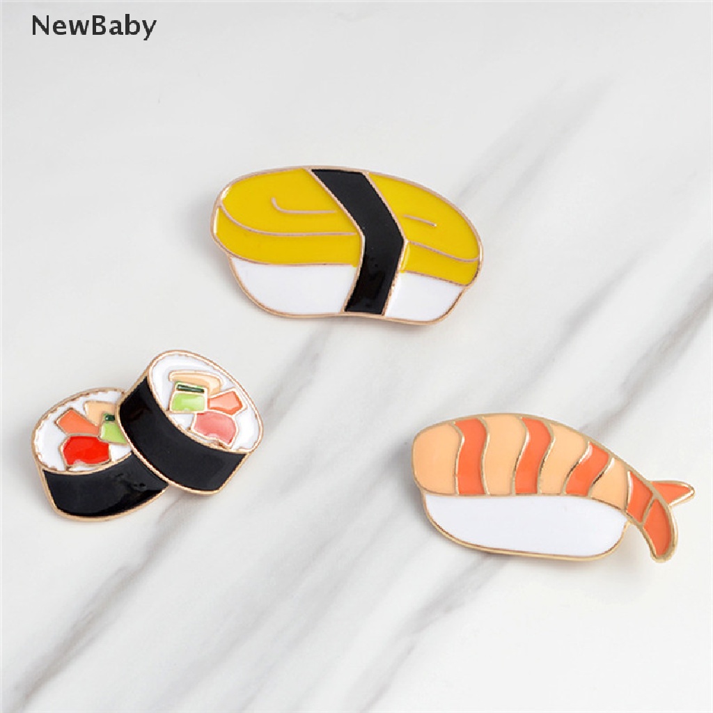 3pcs / Set Bros Pin Enamel Desain Sushi Makanan Jepang Untuk Kerah Kemeja