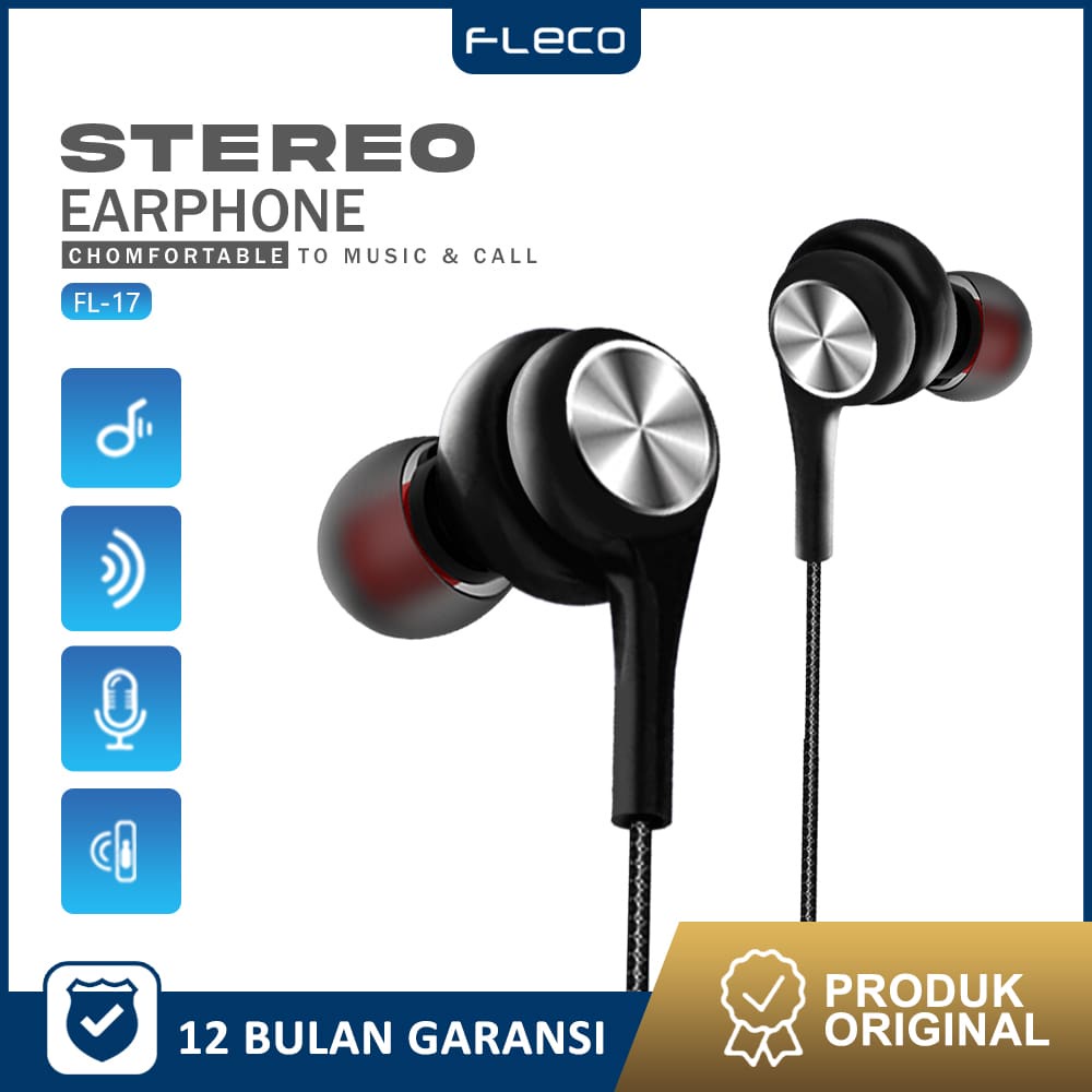 Headset Earphone Handfree Super Bass FL-17 FLECO BLACK SERIES