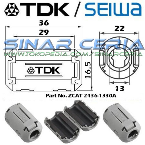Magnet TDK Original Tipe ZCAT 2436 1330 A Ferrite kabel busi 11-14mm