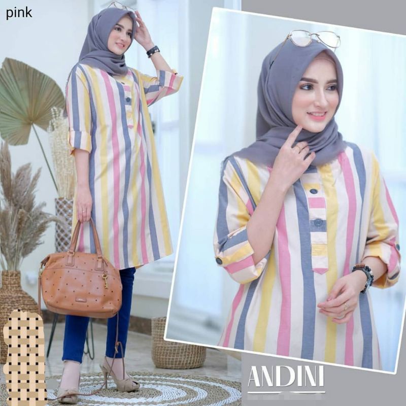 Tunik Katun Salur Terbaru Tunik garis salur Wanita katun/JuBii.id