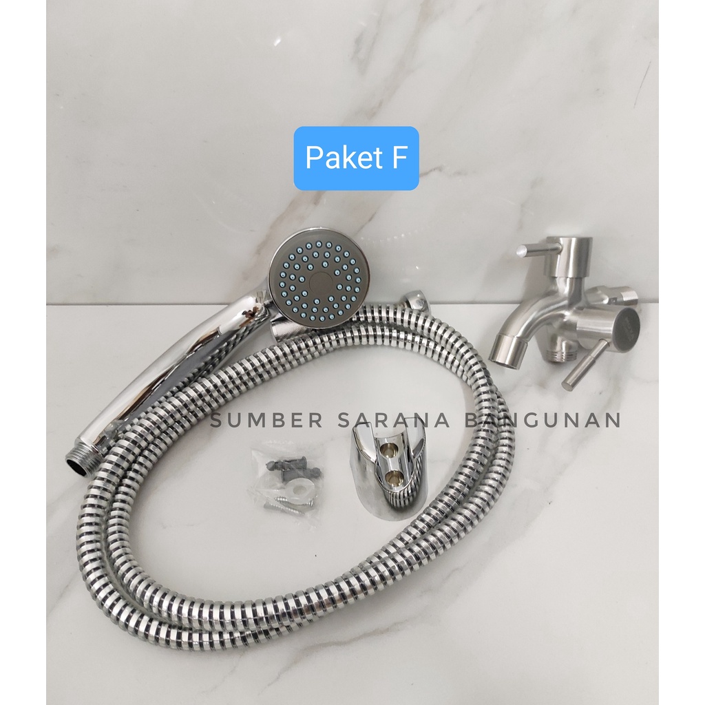 Paket Shower Set Kamar Mandi + Kran Cabang Wudhu Ember Murah