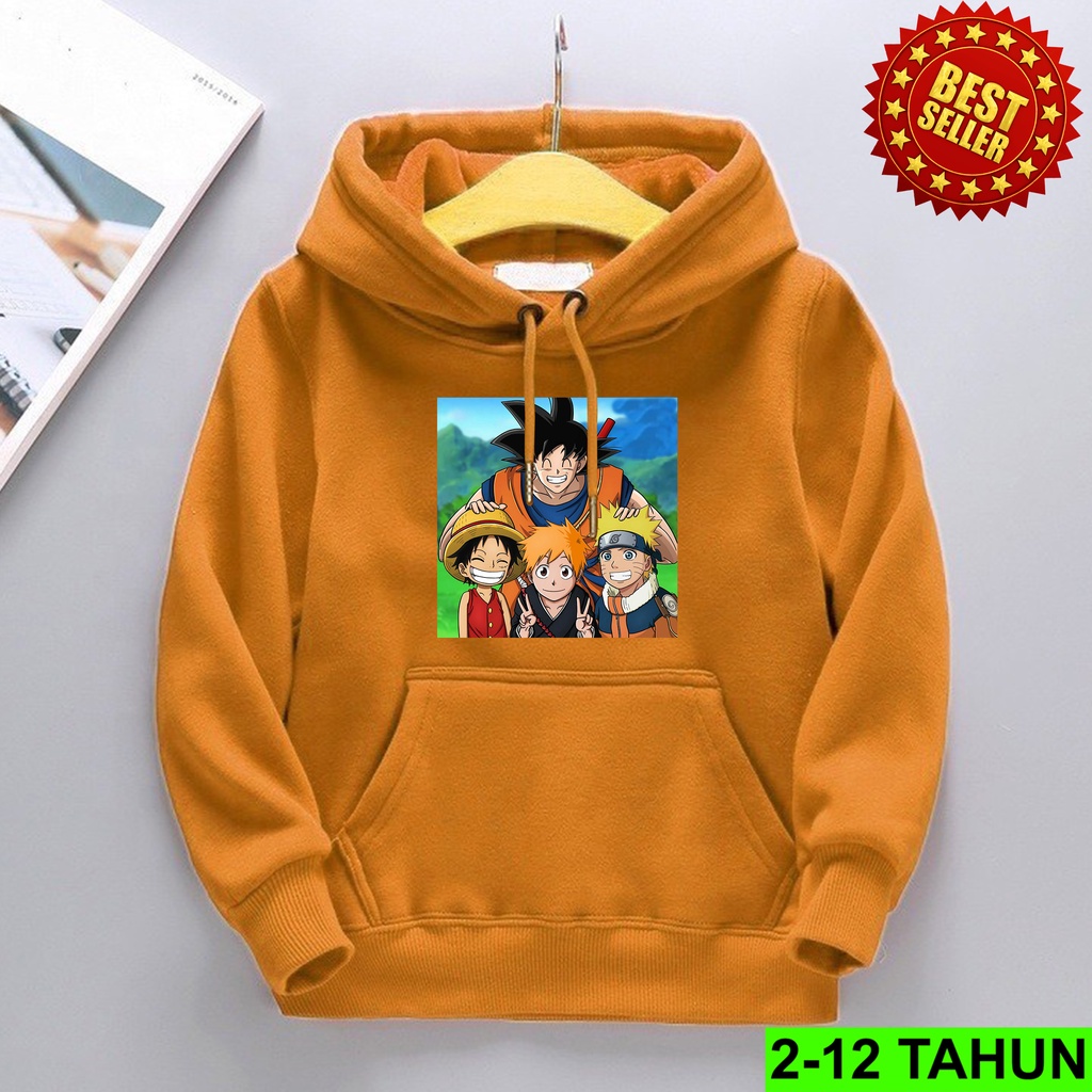 Hoodie GOKU Anak Laki Laki Perempuan  / Hodie Balita Naruto Usia 2-12 Jaket Bocil Cewek cowok  Sweater Luffy One Piece