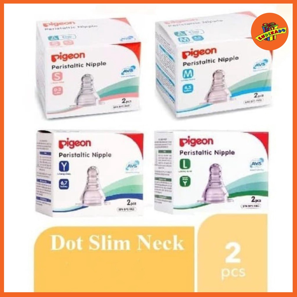 MAKASSAR! PIGEON PERISTALTIC SLIM NECK NIPPLE 2PCS - Dot Bayi