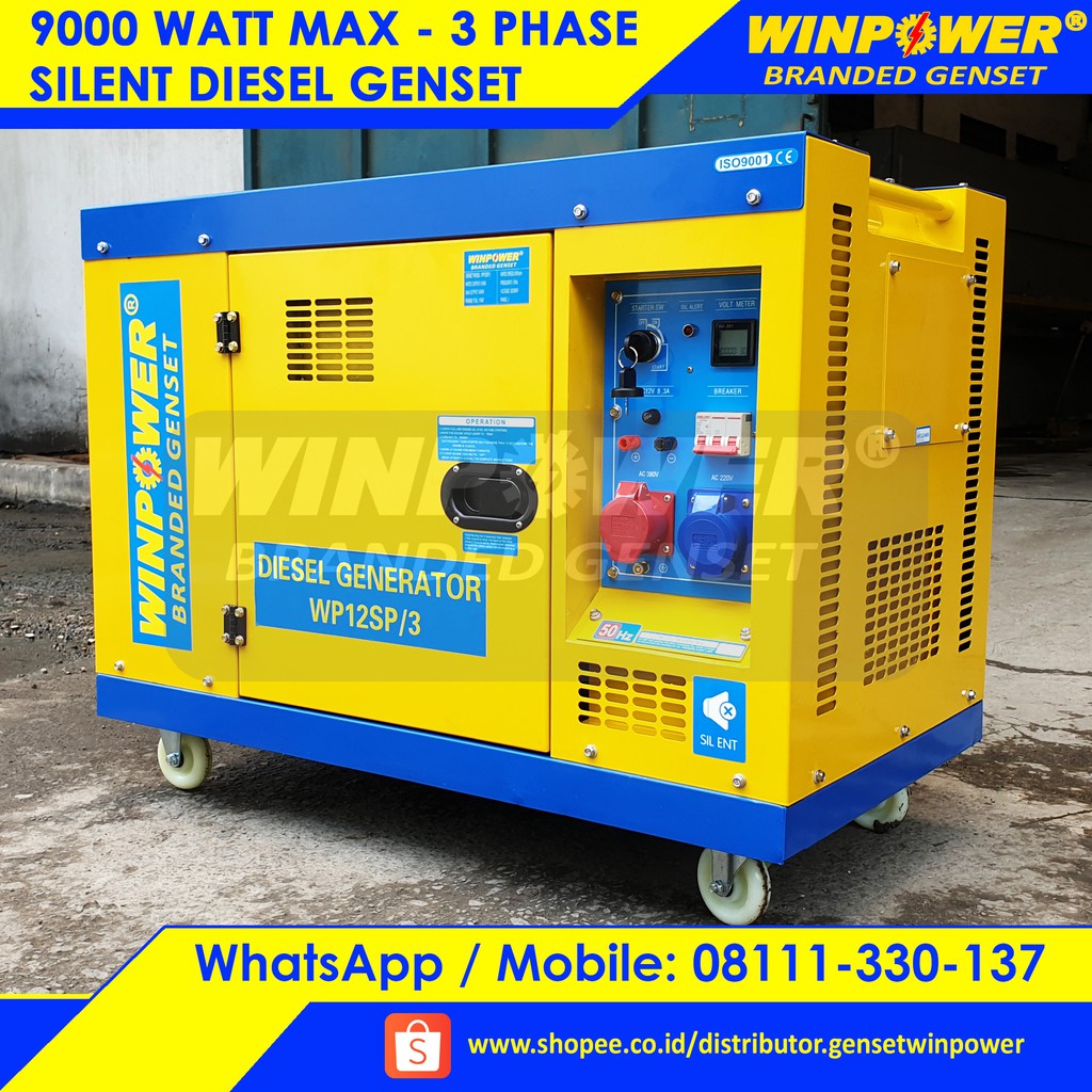 Genset Silent Diesel Winpower 9000 Watt Max Output 3 Phase - Genset Silent Solar Winpower 10 KVA