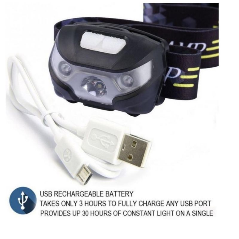 Headlamp Swnter kepala Waterproof Sensor Gerak