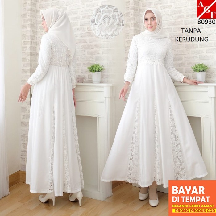 Agnes Baju Gamis Syari Wanita Brukat Dress Brukat Lebaran Modern