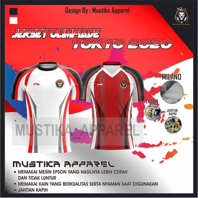 BAJU JERSEY TIMNAS BADMINTON OLIMPIADE TARBARU 2020, BAJU JERSEY SETELAN BULU TANGKIS INDONESIA
