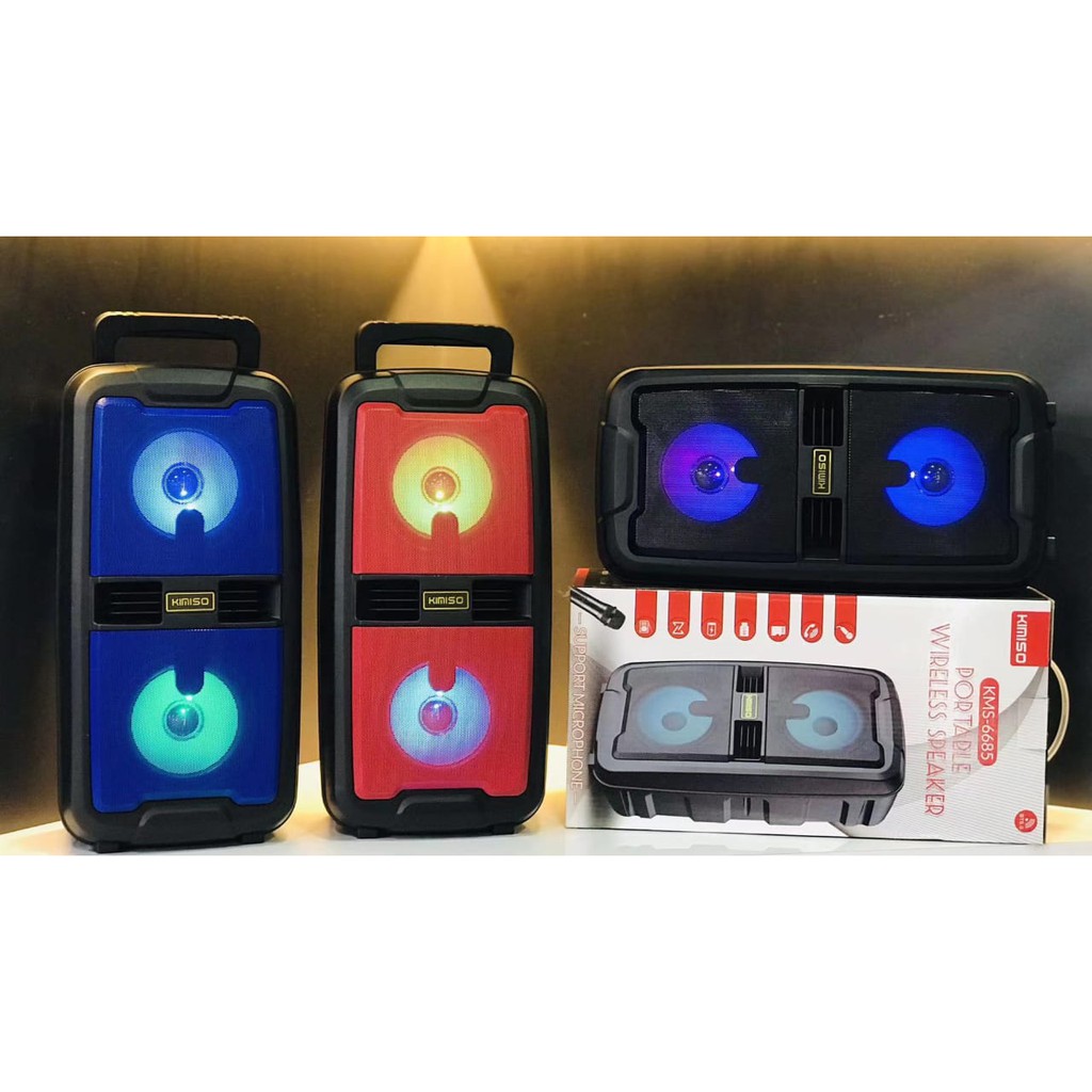 Speaker Bluetooth KIMISO LED Mic Karaoke KMS-6685 Portable Wireless KMS 6685 Free Microphone
