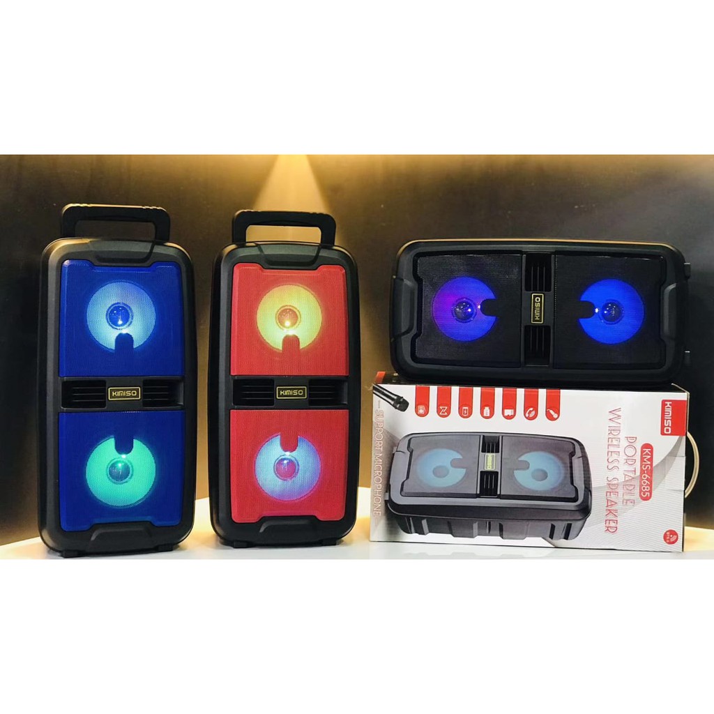 Speaker Bluetooth KIMISO LED Mic Karaoke KMS-6685 Portable Wireless KMS 6685 Free Microphone