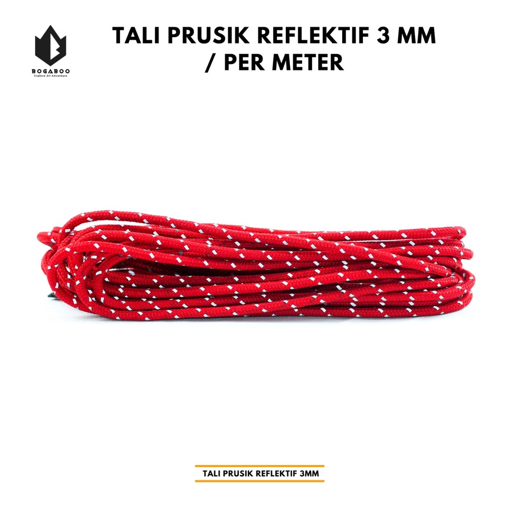 (COD AJA) TALi PERUSIK REFLEKTIF 3 MM - tali prusik reflective - tali perusik nyala - tali tenda outdoor REFLEKTIP 1 METER