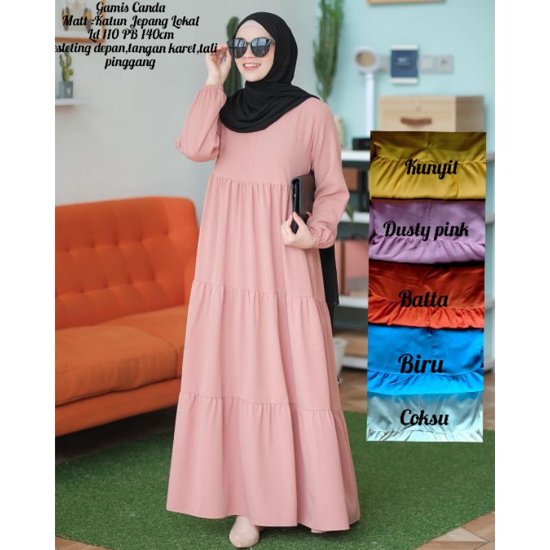 Terlaris  gamis katun list polos rempel Bestseller