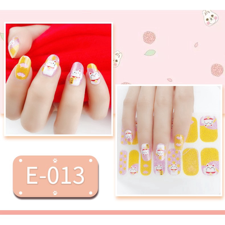 14Pcs / Lembar Stiker Kuku Palsu 3D untuk Nail Art / Manicure