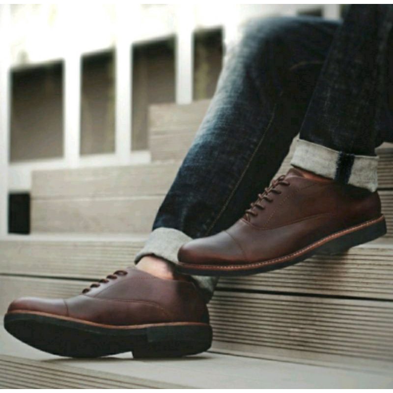 COD / Sepatu Formal Pria Big Size 43-47 Pantofel Kerja Cowok Ukuran Jumbo Bahan Kulit Coklat / Sepatu Langka Kantoran 47