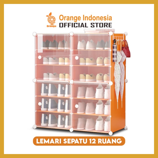 Rak Sepatu Anti Debu 12 Susun Portable Serbaguna Kotak Sepatu Portable Lemari Penyimpanan Sepatu Multilayer GOSHOP88