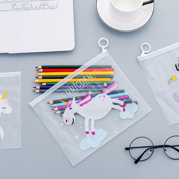 Tempat Pensil Unicorn Transparan Model Korea (b36k)