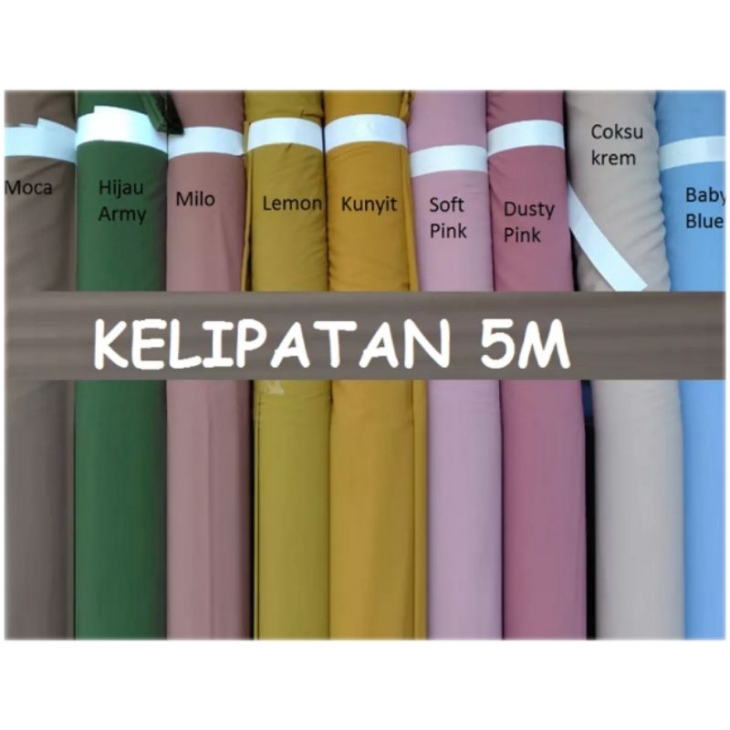 [5 meter] kain wolfis woolpeach  kain meteran wolvis monalisa polos bahan gamis abaya setcel kerudun