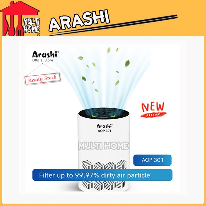 Penyaring Udara Arashi AOP301dengan HEPA Filter dan Lampu UV-A - Portable dan Rechargeable