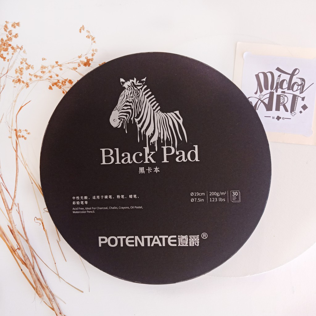 

Potentate Black Pad Round isi 30 lembar diameter 19cm 200gsm Art Kertas Seni Hitam