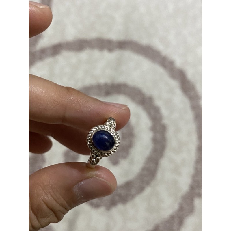 cincin perak asli batu safir sapphire