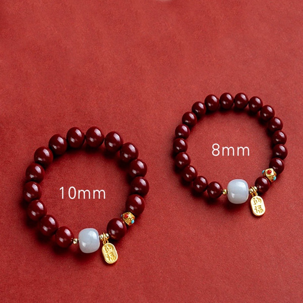 Gelang Tangan Manikmanik Cinnabar Imitasi Warna Merah Retro Untuk Unisexpriawanita