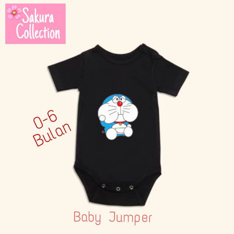 Kaos baju bayi DORAEMON Jumper baby kids pendek kaus tee tulisan usia 0 1 2 3 4 5 6 7 8 9 10 11 12 bulan sampai umur 1 tahun adem jumpsuit babysuit romper bodysuit fashion little kids