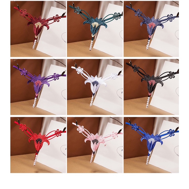 (COD) Grosir Celana Dalam Wanita Sexy G String Renda bordir bunga Thong Mutiara Lingerie C229
