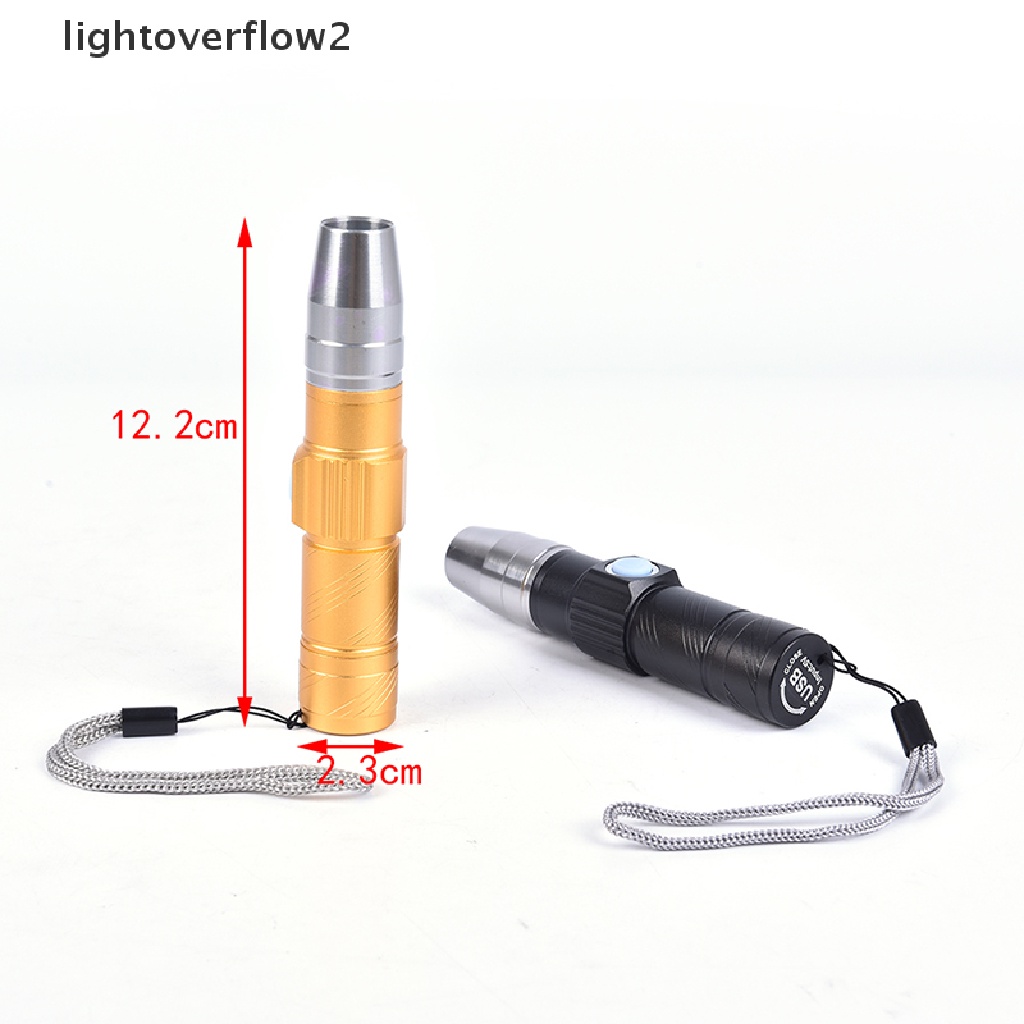 (lightoverflow2) Lampu Senter LED Ultraviolet 3 Mode 365nm Dengan Port Charger USB