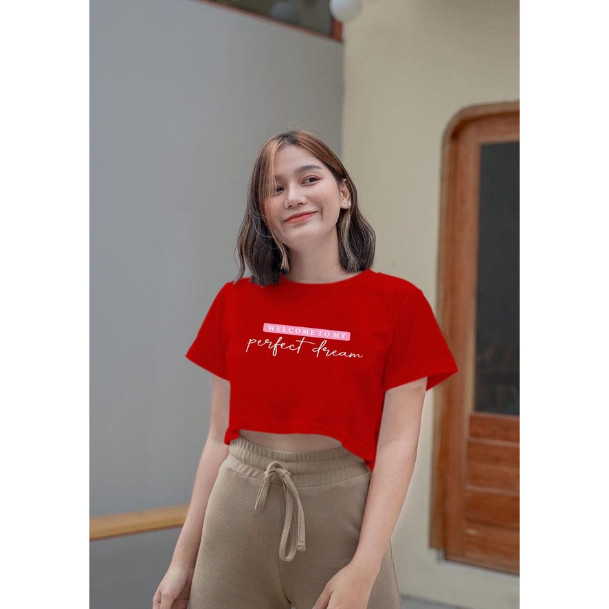 Flava_Store-Welcome Tommy Crop Top Kaos Lengan Pendek Wanita