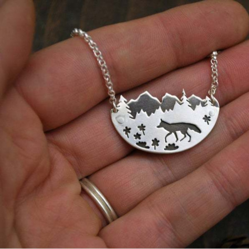 Kalung Liontin Timberwolves Arizona Saguaro Gaya Vintage Untuk Wanita
