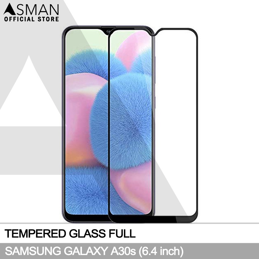 Tempered Glass Full Samsung Galaxy A30s (6.4&quot;) | Anti Gores Kaca - Hitam