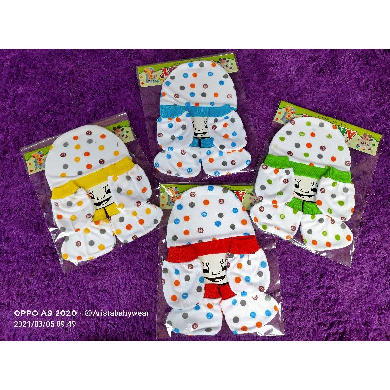 SET TOPI + SARTAKI BAYI , MOTIF POLKADOT