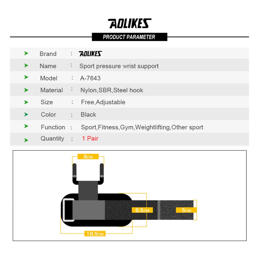 AOLIKES 7643 Wrist Support w/ Hook / Wristband / Wrist Support - Strap / Pengait